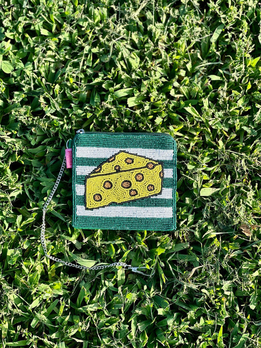 Green Bay Cheese Beaded Coin Purse | Green & White