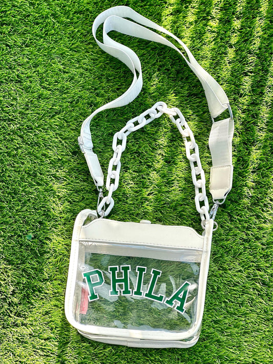 White Phila Stadium Approved Bag | Green & White