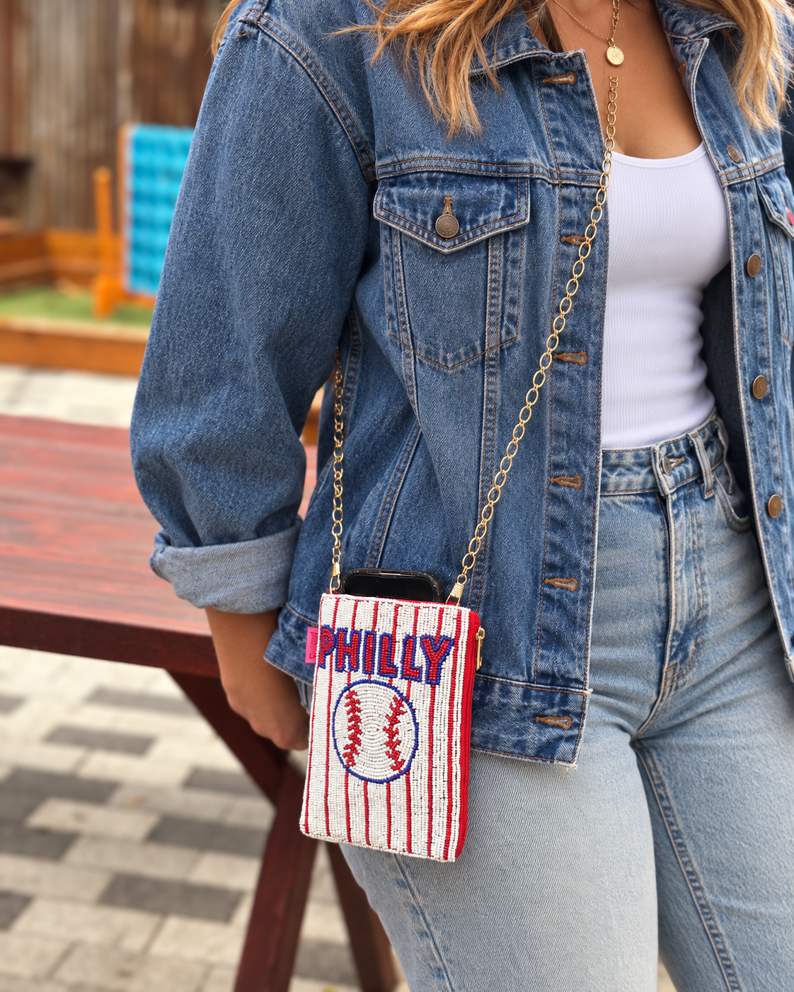PHILLY Baseball Beaded Cell Phone Crossbody