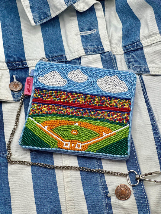 Baseball Stadium Beaded Coin Purse | Blue