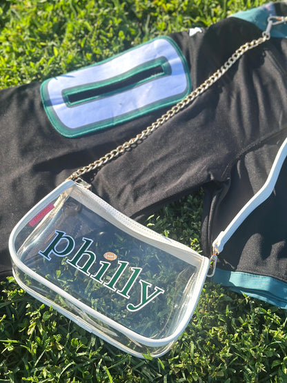 philly White Convertable Crossbody Purse | Green & White