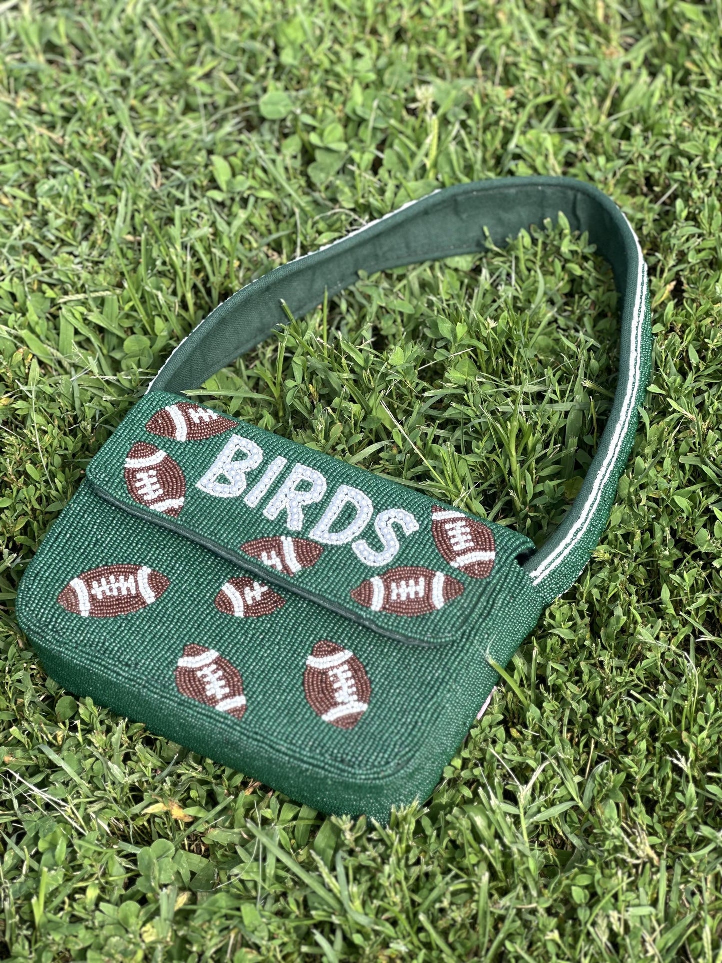 BIRDS Football Beaded Shoulder Bag