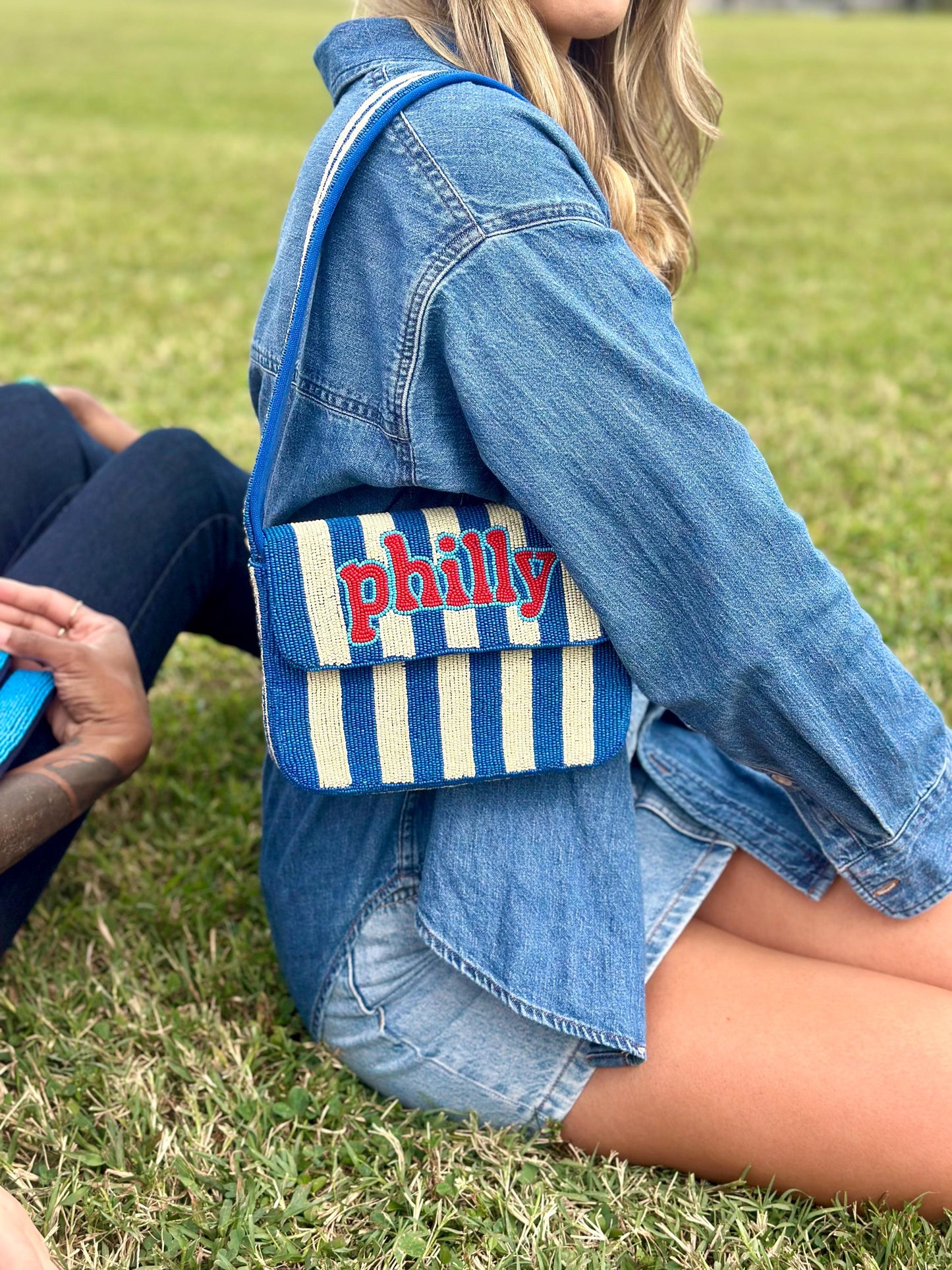 philly Striped (2) Beaded Shoulder Bag