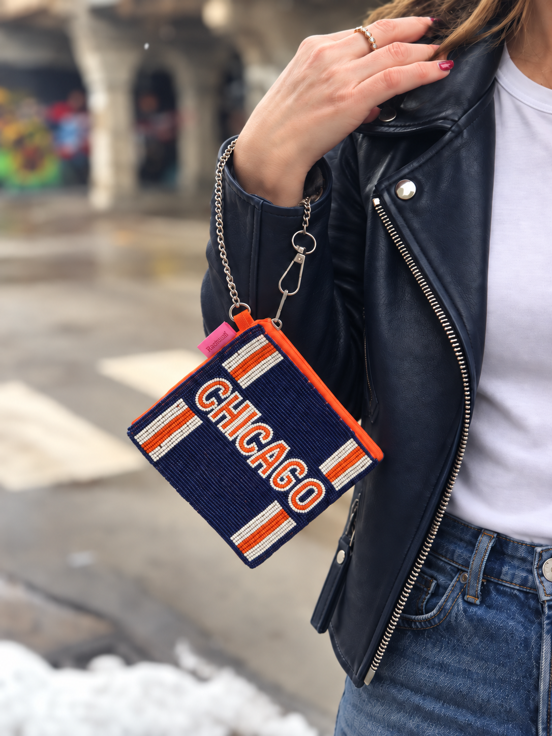 CHICAGO Football Beaded Coin Purse