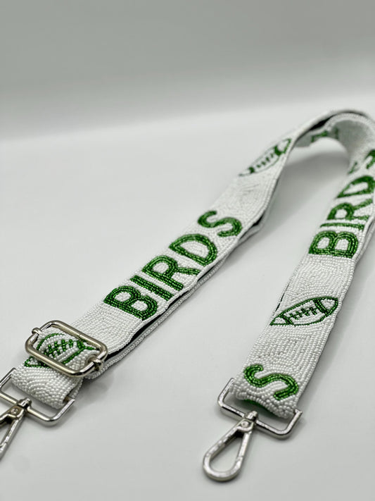 Birds Beaded Strap | White & Green