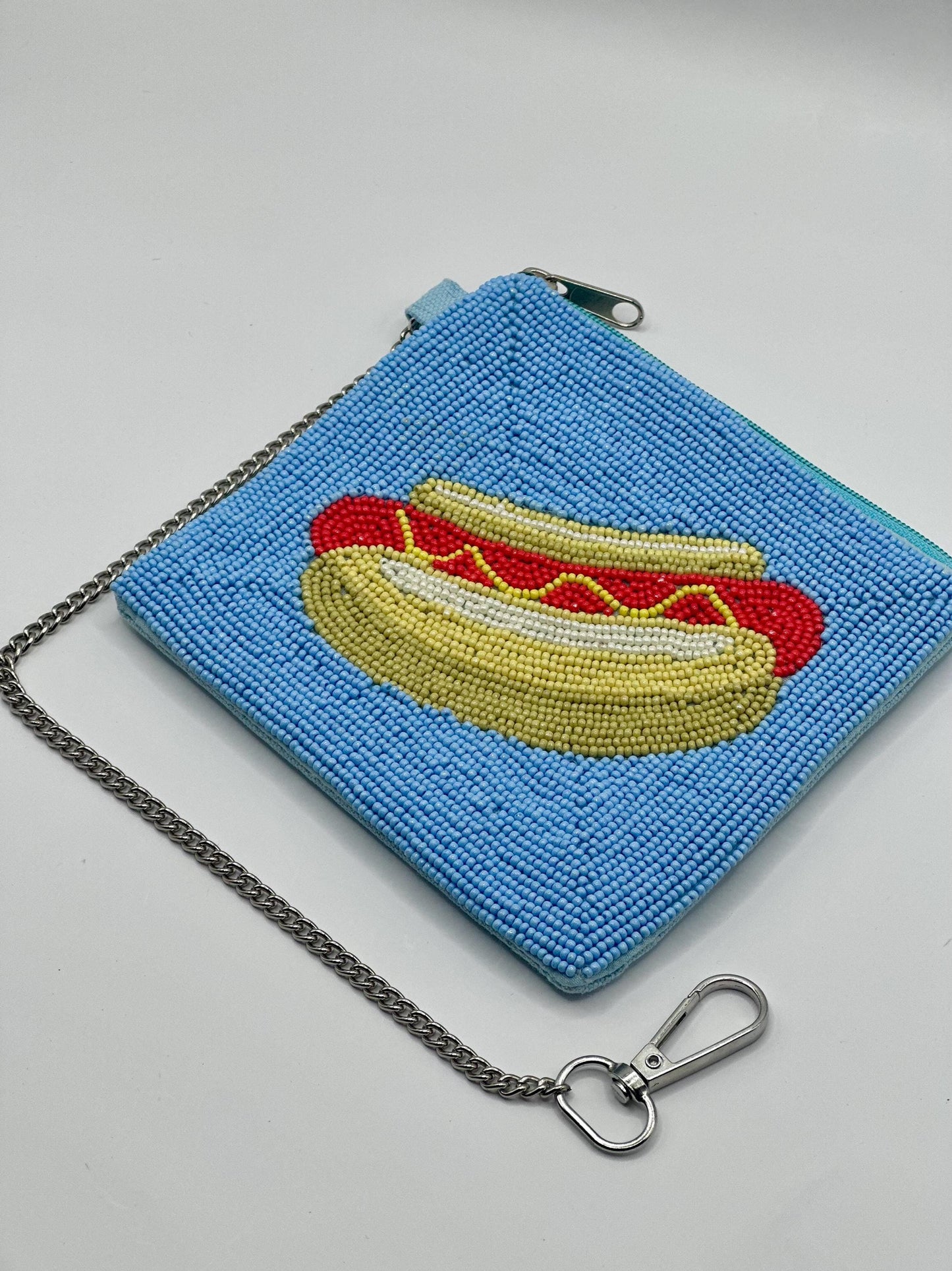 Hot Dog Beaded Coin Purse