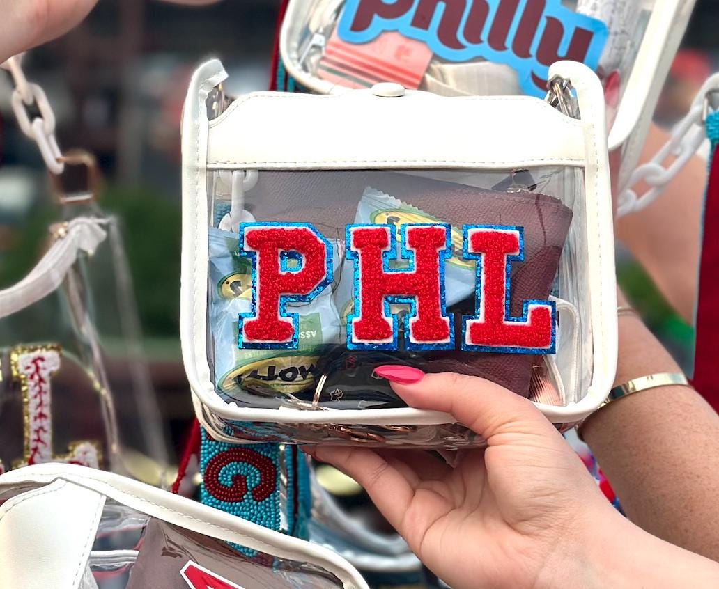 White PHL Stadium Approved Bag | Red & Blue