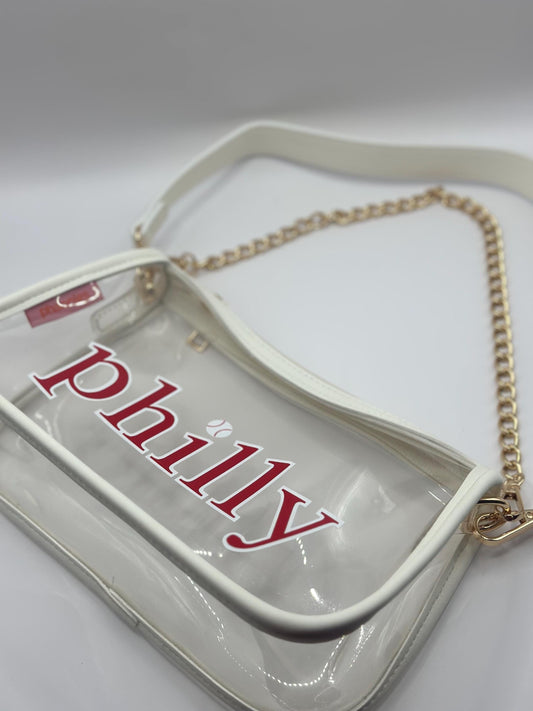 philly White Convertable Crossbody Purse | Red
