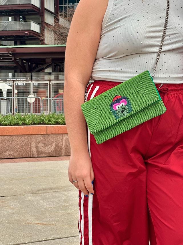 Philadelphia Mascot Oversized Beaded Clutch