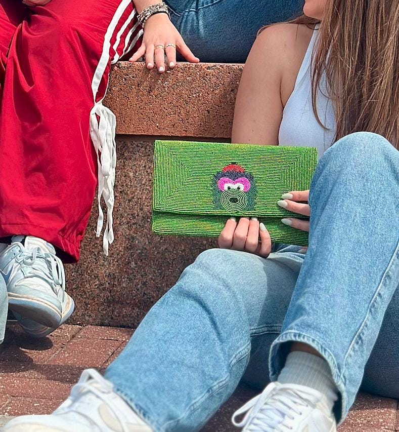 Philadelphia Mascot Oversized Beaded Clutch