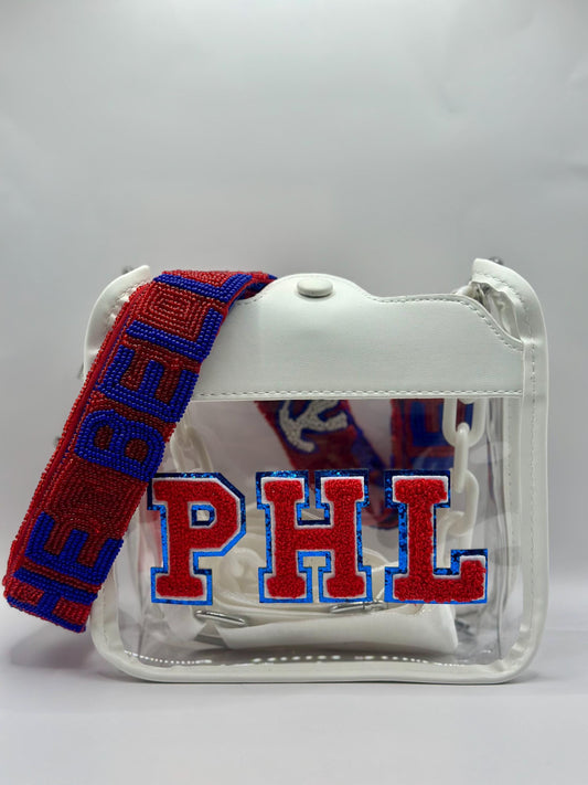 PHL Clear Crossbody Bag with RING THE BELL Strap
