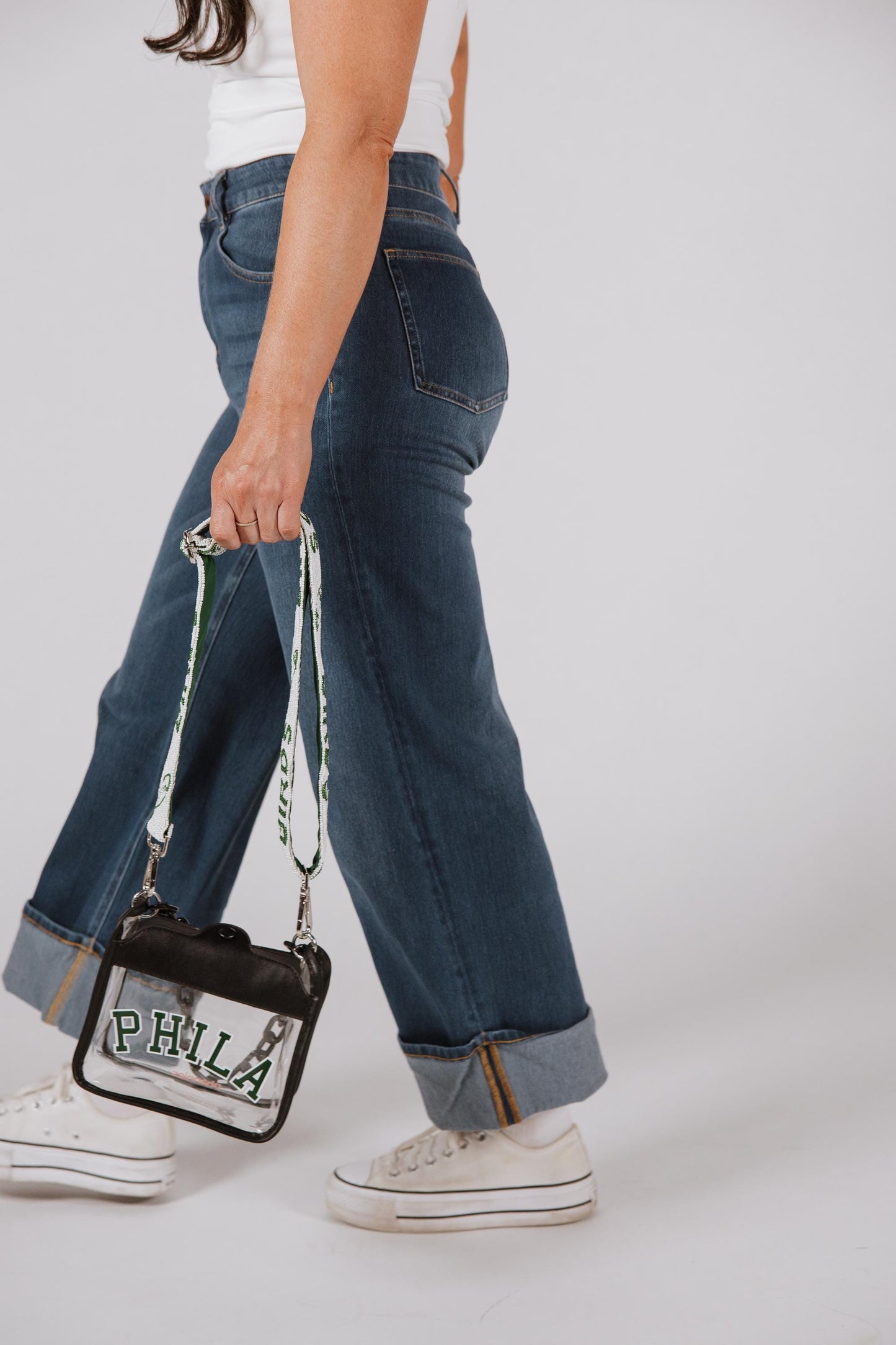 PHILA Clear Crossbody Bag with White BIRDS Strap