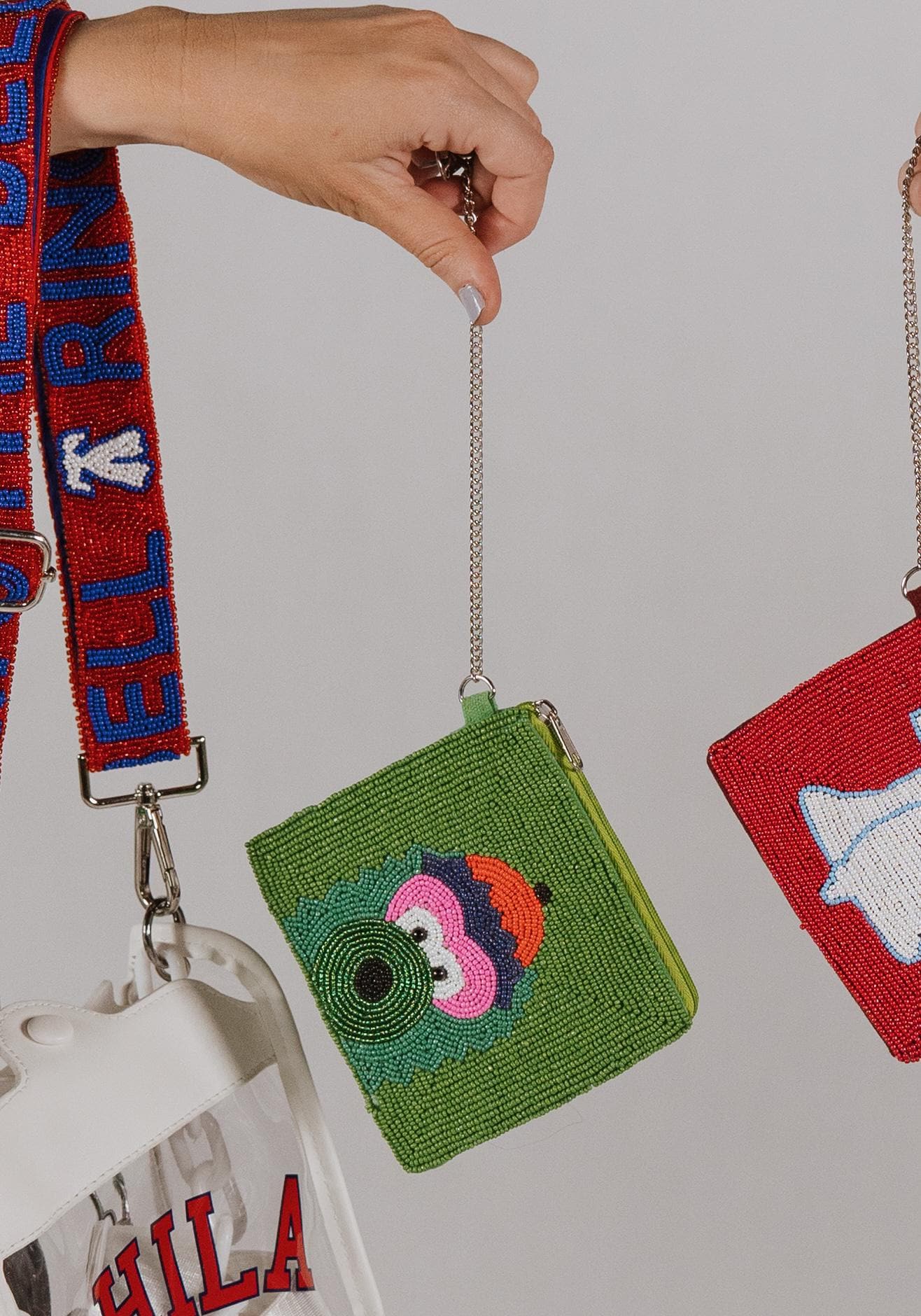 Philadelphia Mascot Beaded Coin Purse: Handmade Game Day Bag