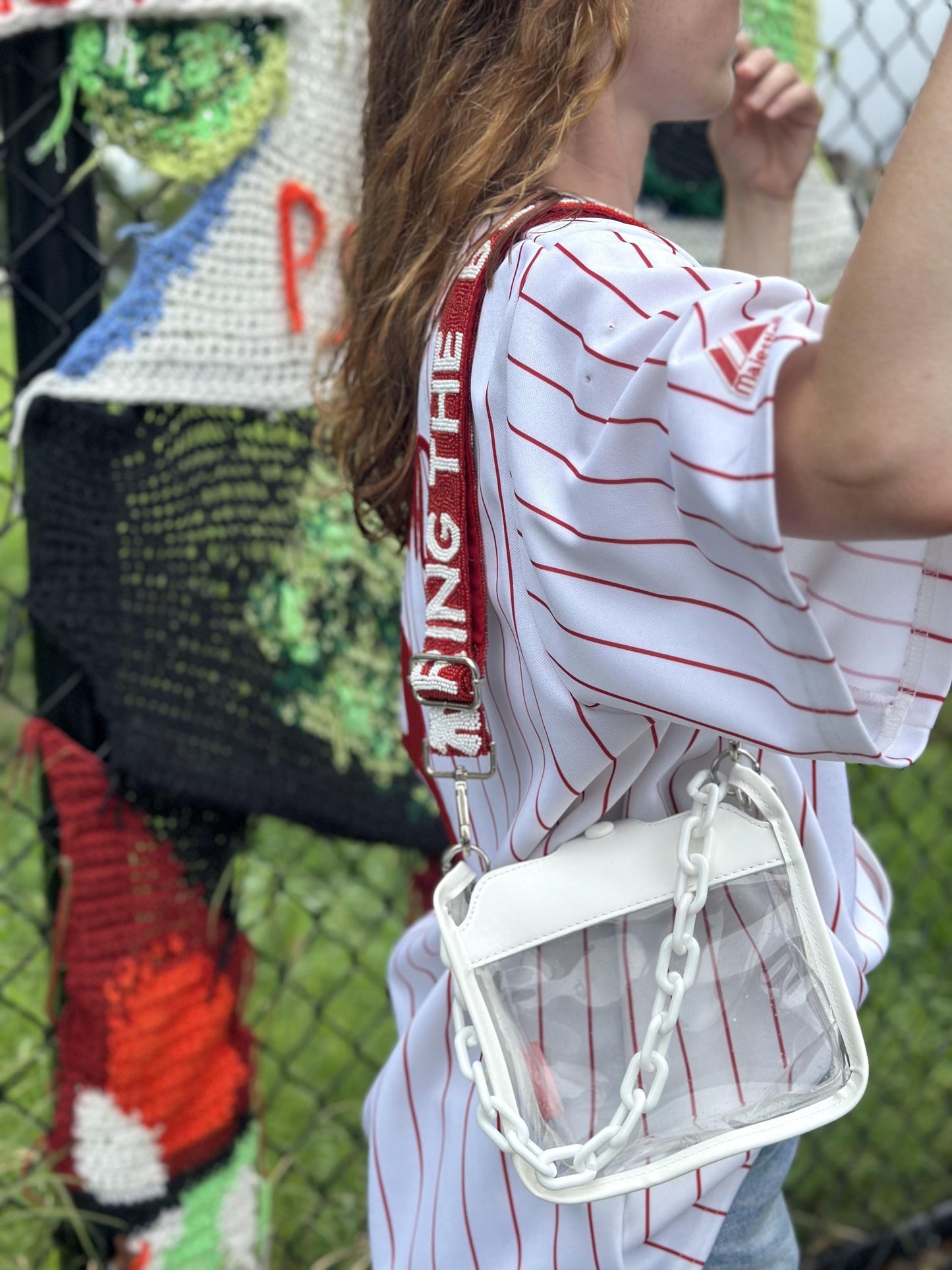 White Clear Crossbody Bag | Stadium Approved with RING THE BELL Strap