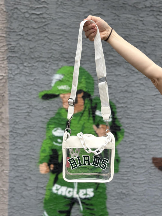BIRDS Clear Crossbody Bag - White | Green & White