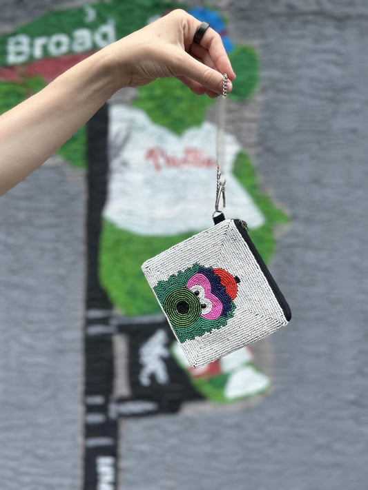 Philadelphia Mascot Beaded Coin Purse | White