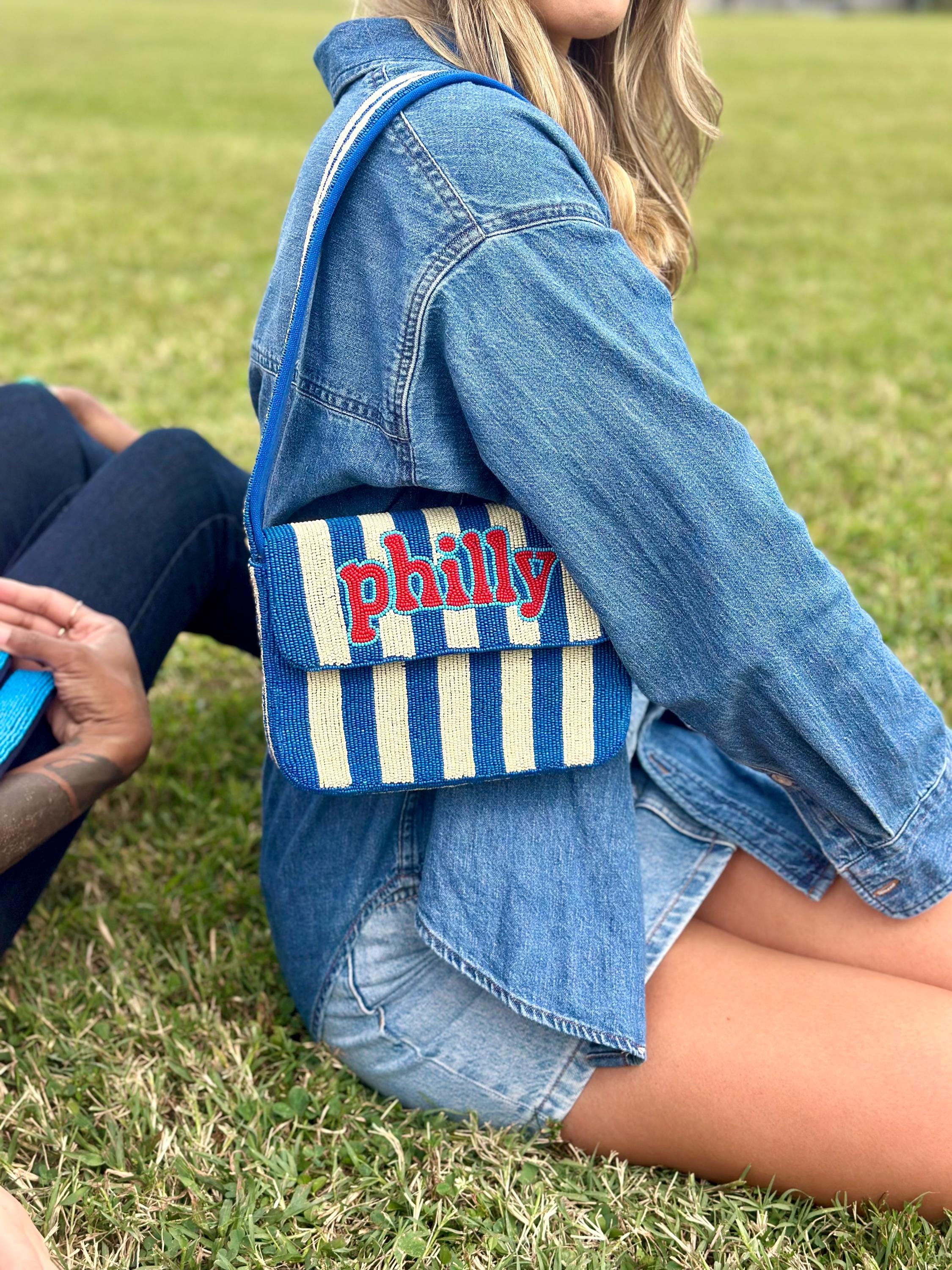 *PRE-ORDER* Philadelphia Baseball | Blue & White 'Philly' Beaded Bag
