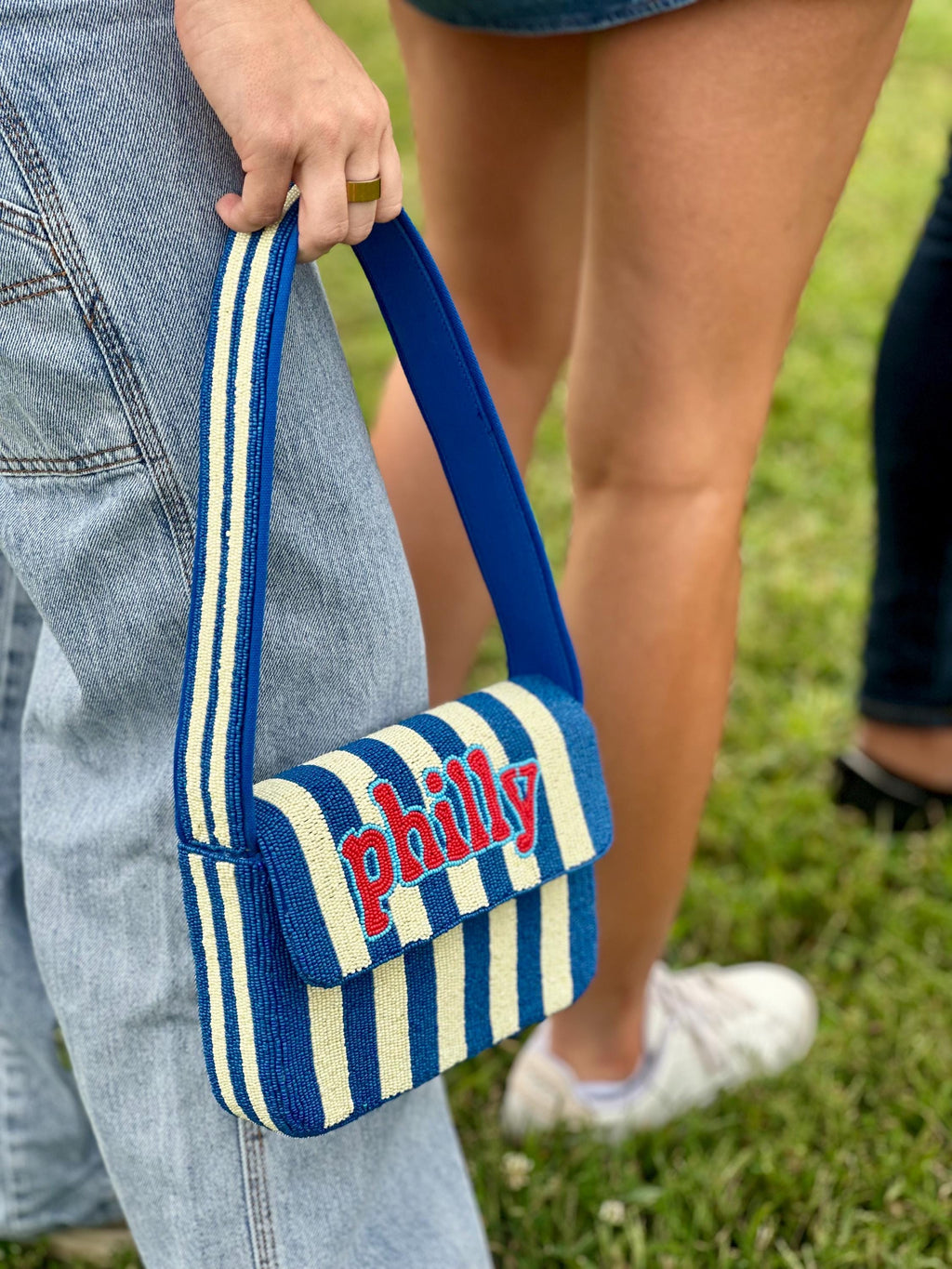 *PRE-ORDER* Philadelphia Baseball | Blue & White 'Philly' Beaded Bag