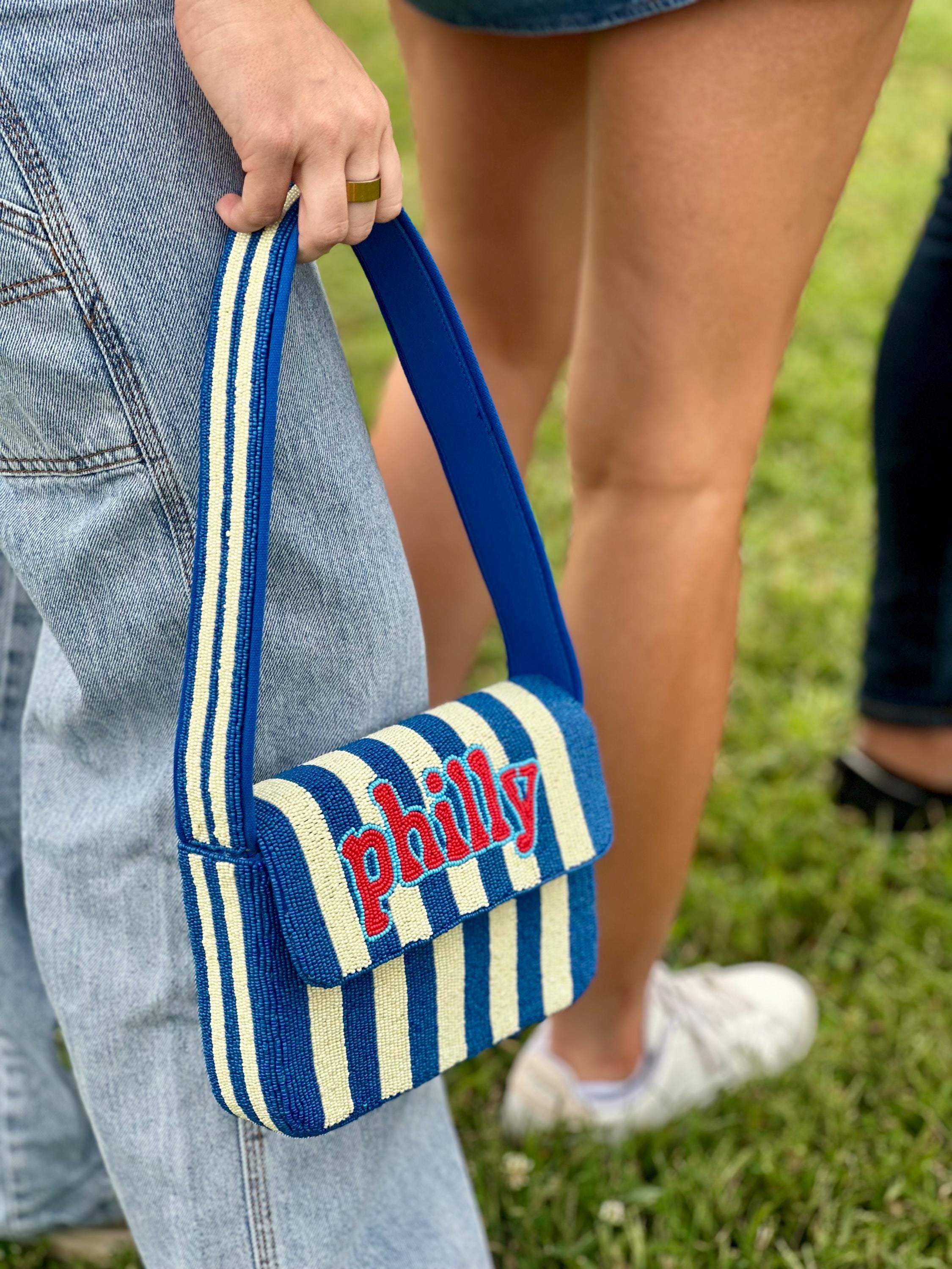 *PRE-ORDER* Philadelphia Baseball | Blue & White 'Philly' Beaded Bag