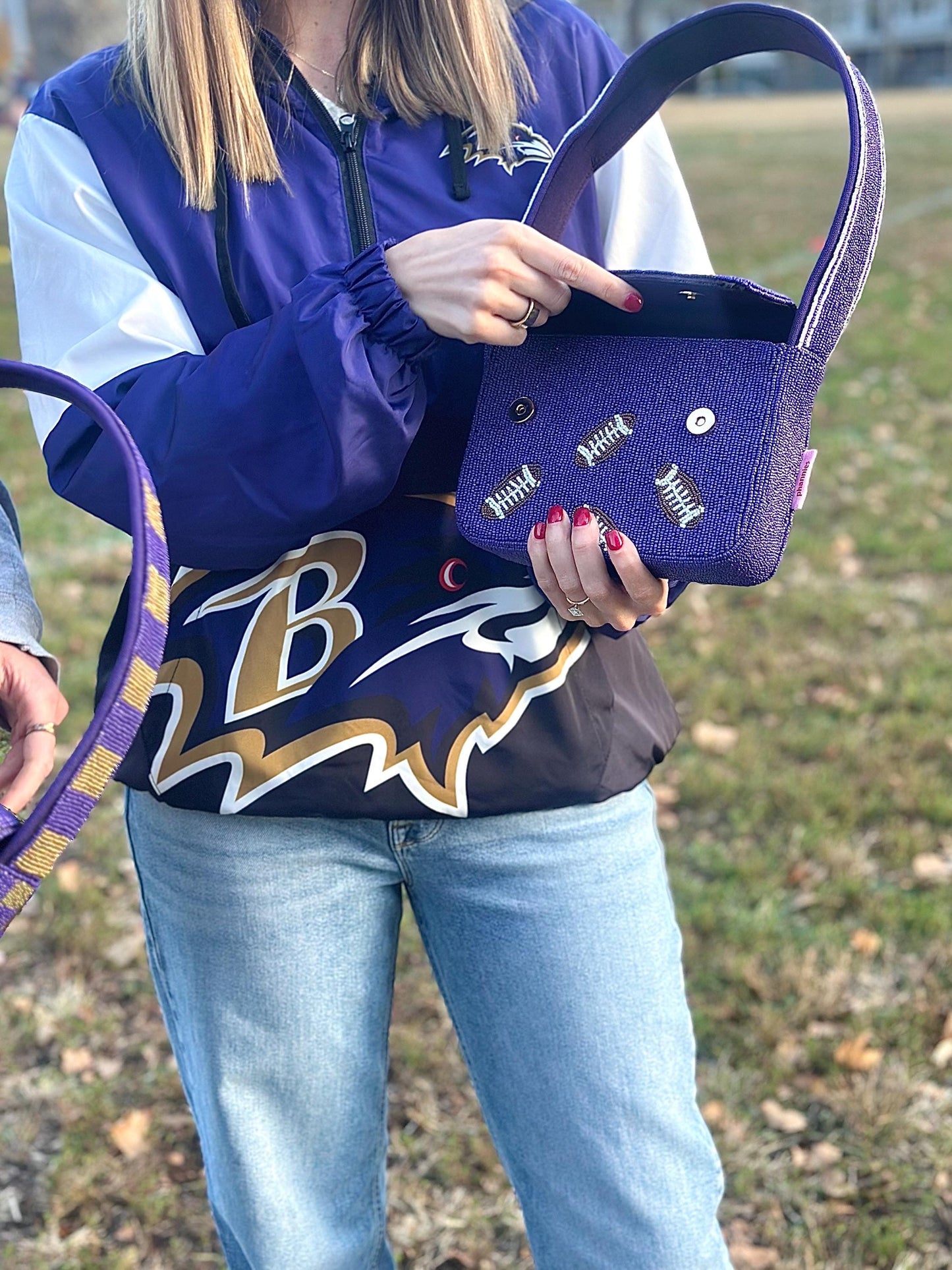 BMORE Football Beaded Shoulder Bag