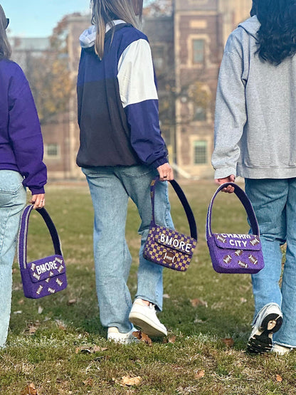 CHARM CITY Football Beaded Shoulder Bag
