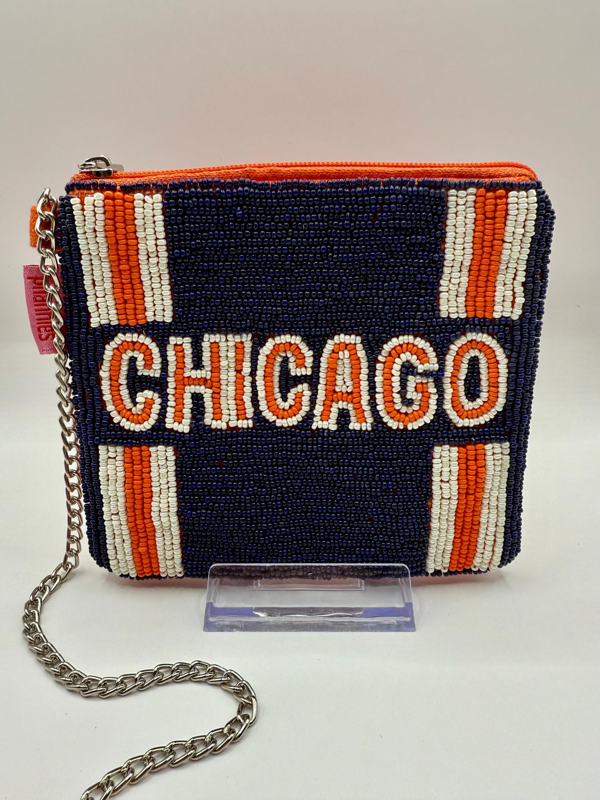 Chicago Football Beaded Coin Purse | Game Day Stadium Pouch