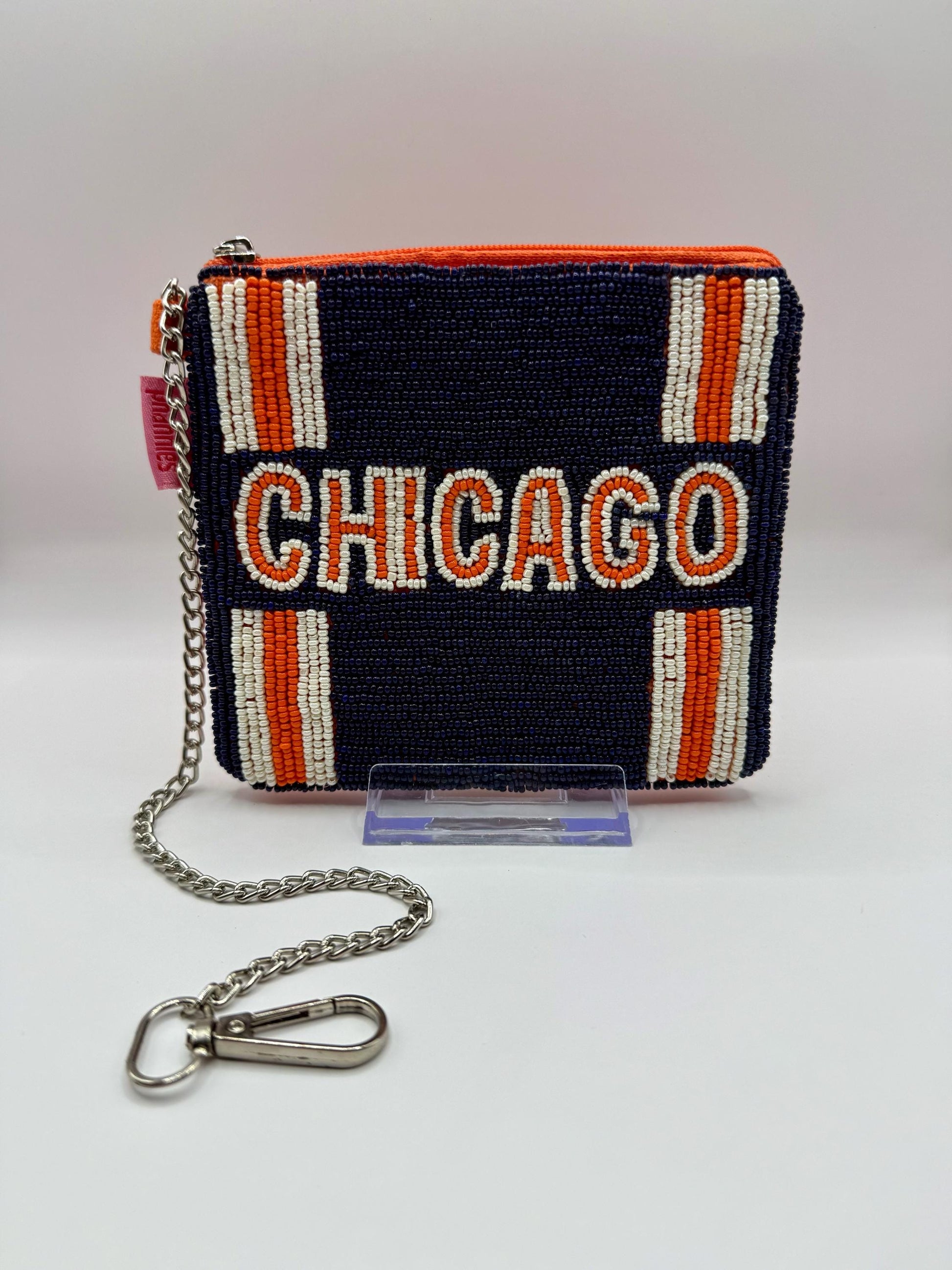 Chicago Football Beaded Coin Purse | Game Day Stadium Pouch