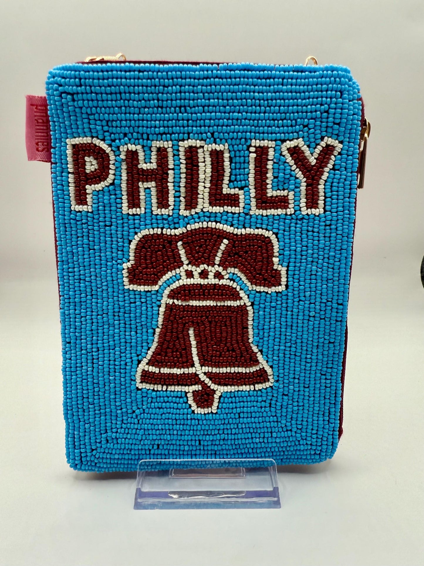 Philadelphia Baseball | Powder Blue & Burgundy | Stadium Approved Cell Phone Crossbody Purse