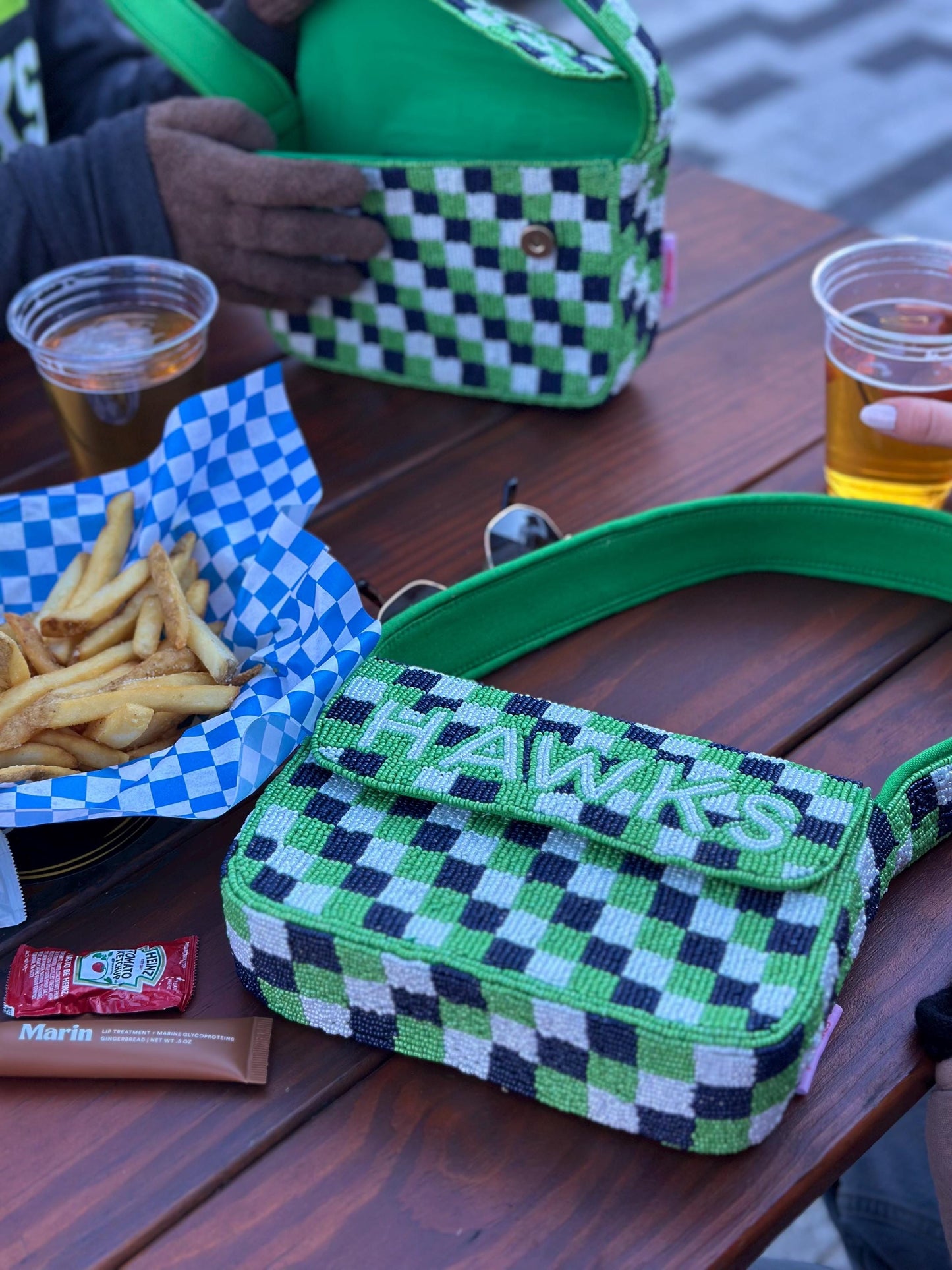 Beaded Seattle "HAWKS" Shoulder Bag, Game Day Fashion