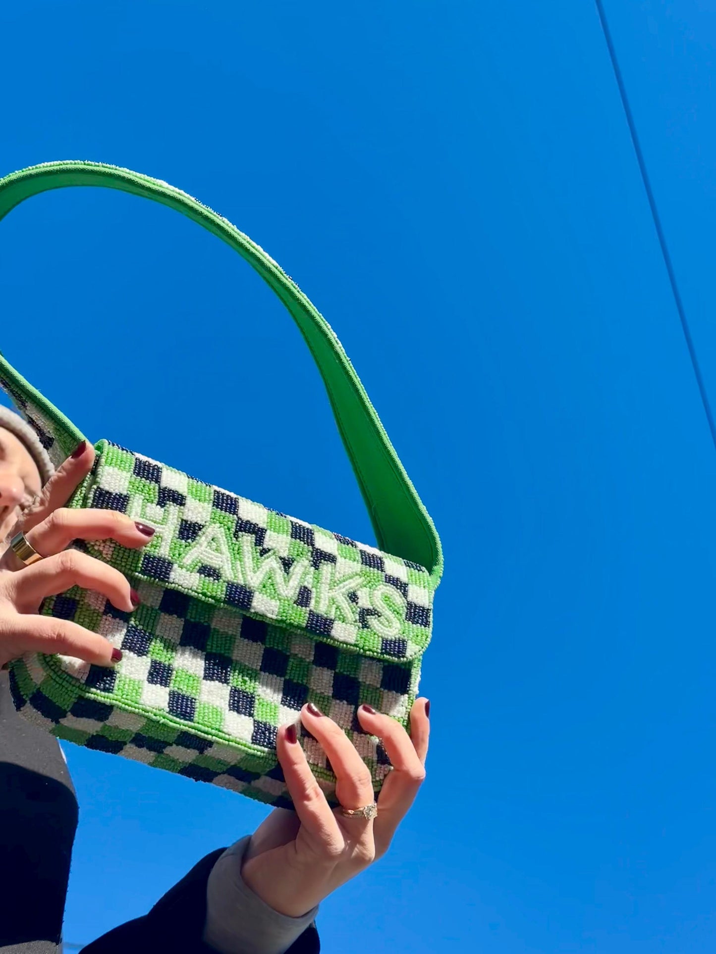 Beaded Seattle "HAWKS" Shoulder Bag, Game Day Fashion