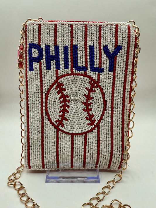 Philadelphia Baseball | Red & White Pinstripes | Stadium Approved Cell Phone Crossbody Purse