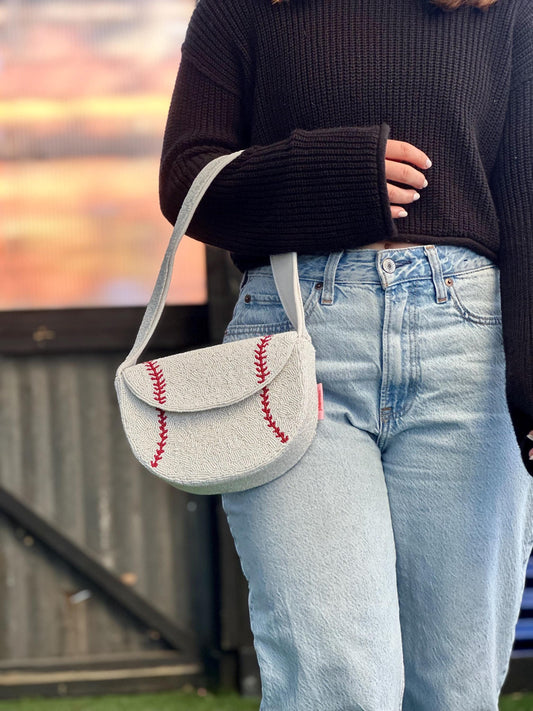 Baseball Beaded Shoulder Bag – Handmade Shoulder Bag | Game Day Fashion | NOT Stadium Approved