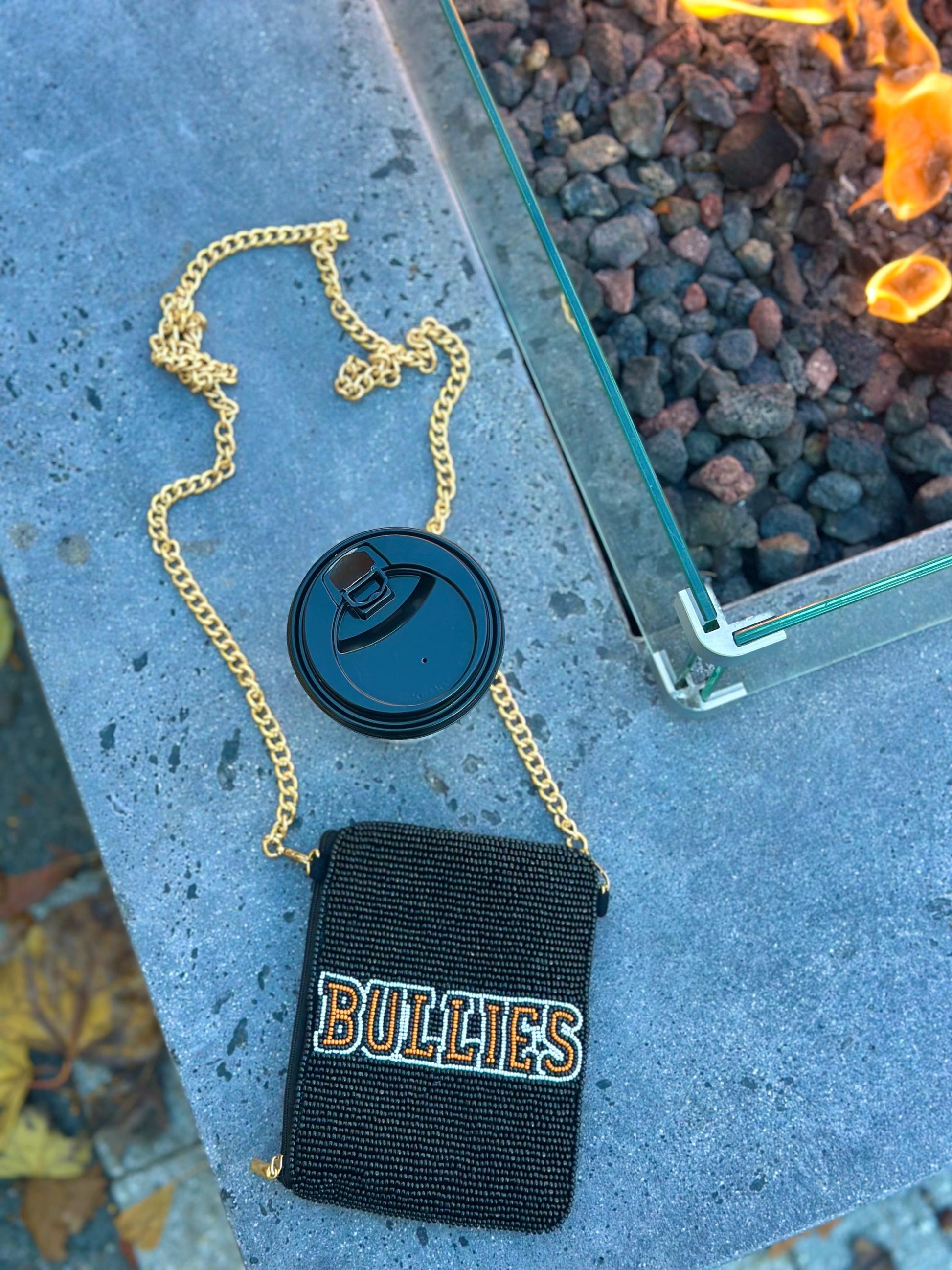 Philadelphia Hockey Orange, White and Black "BULLIES” Beaded Cell Phone Crossbody – Handmade Crossbody Bag | Stadium Approved
