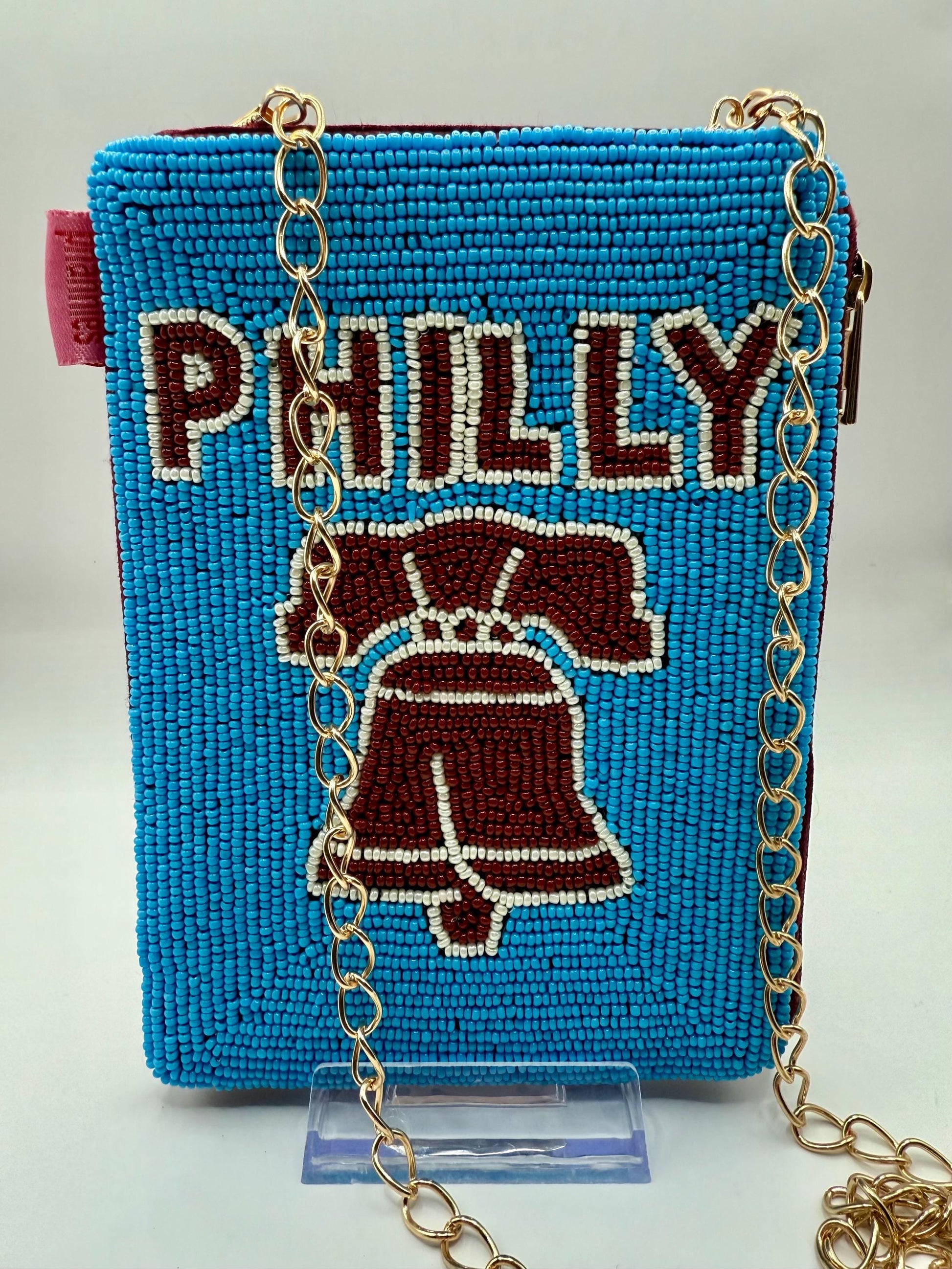 Philadelphia Baseball | Powder Blue & Burgundy | Stadium Approved Cell Phone Crossbody Purse