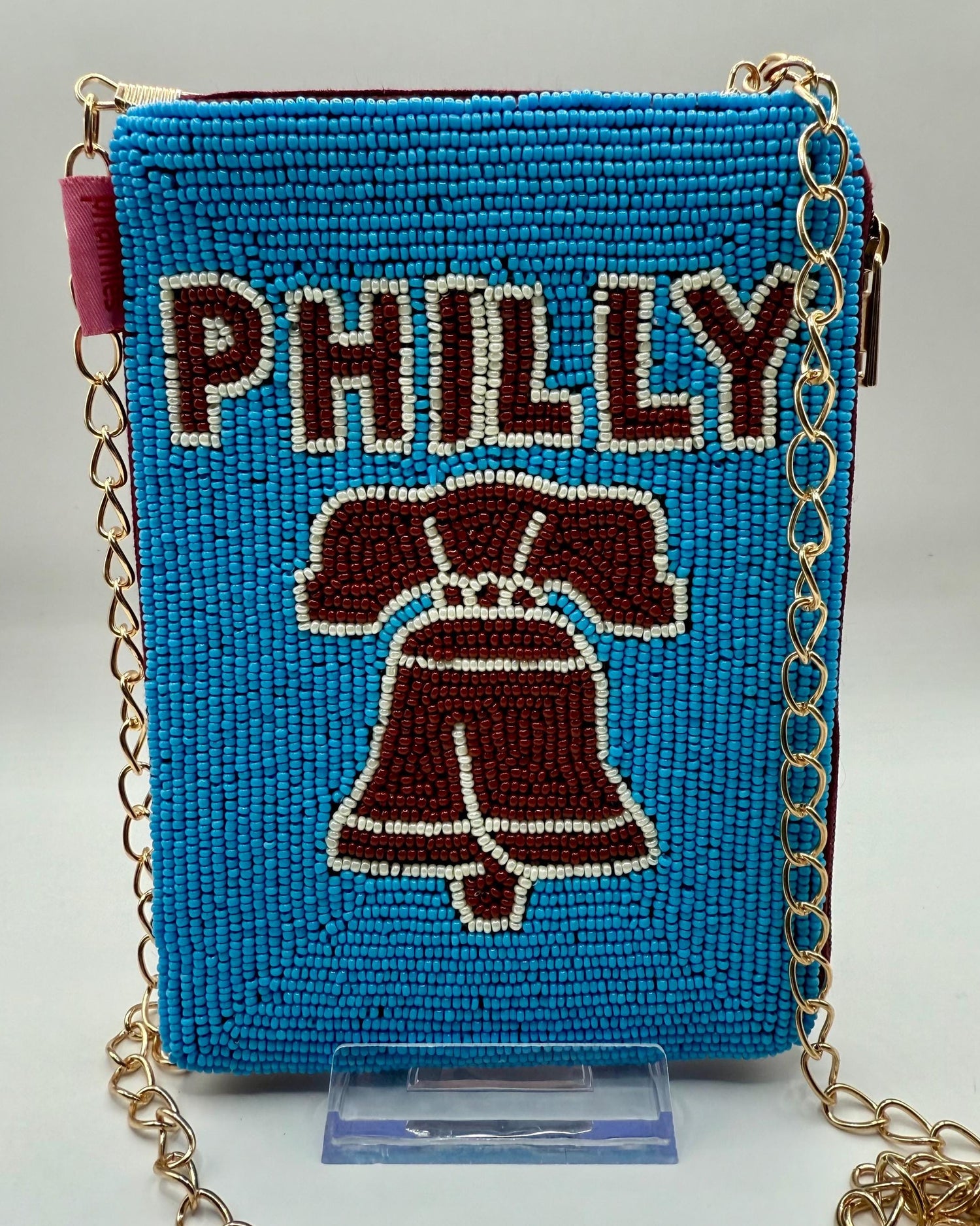 Philadelphia Baseball | Powder Blue & Burgundy | Stadium Approved Cell Phone Crossbody Purse
