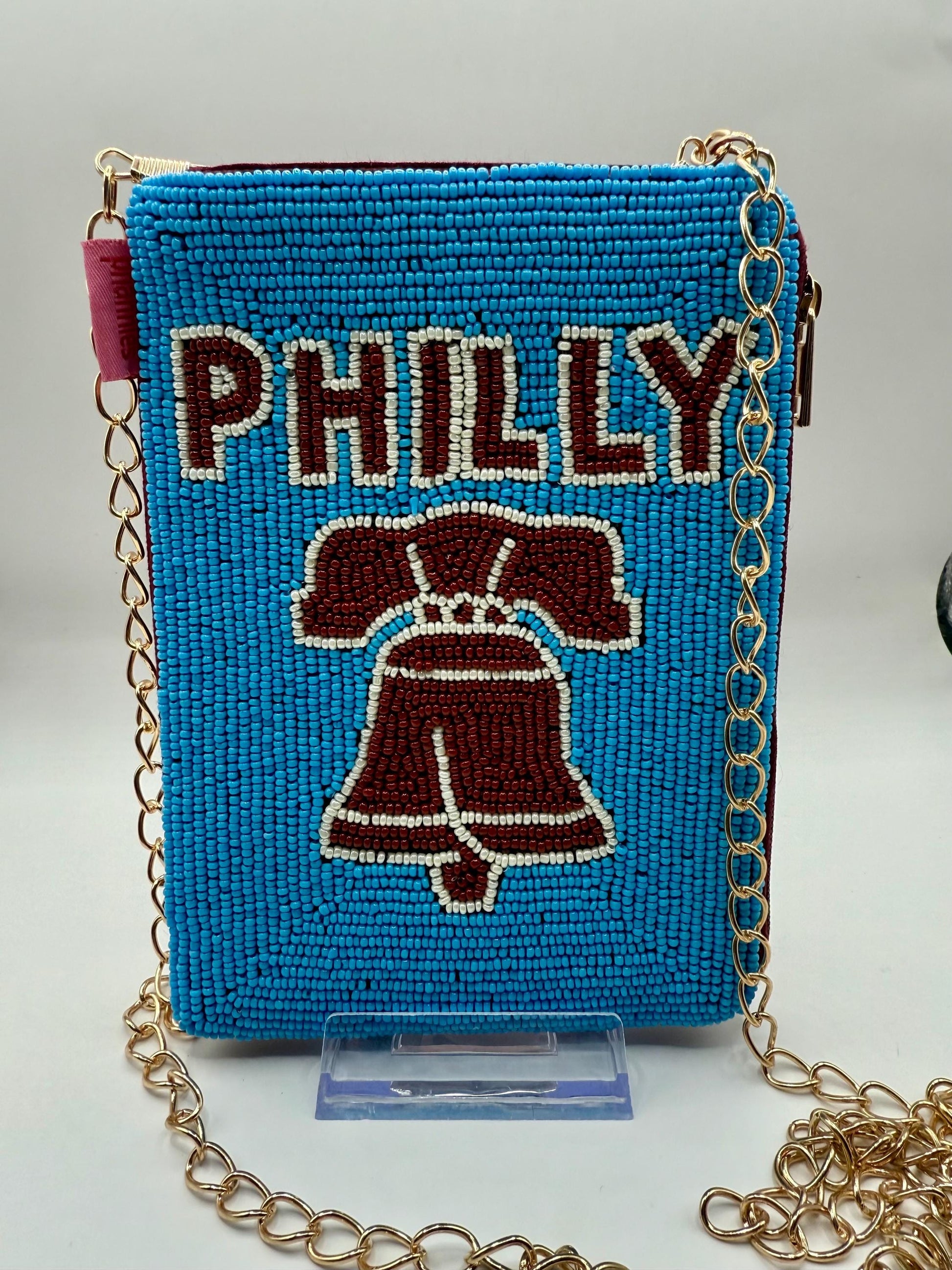 Philadelphia Baseball | Powder Blue & Burgundy | Stadium Approved Cell Phone Crossbody Purse