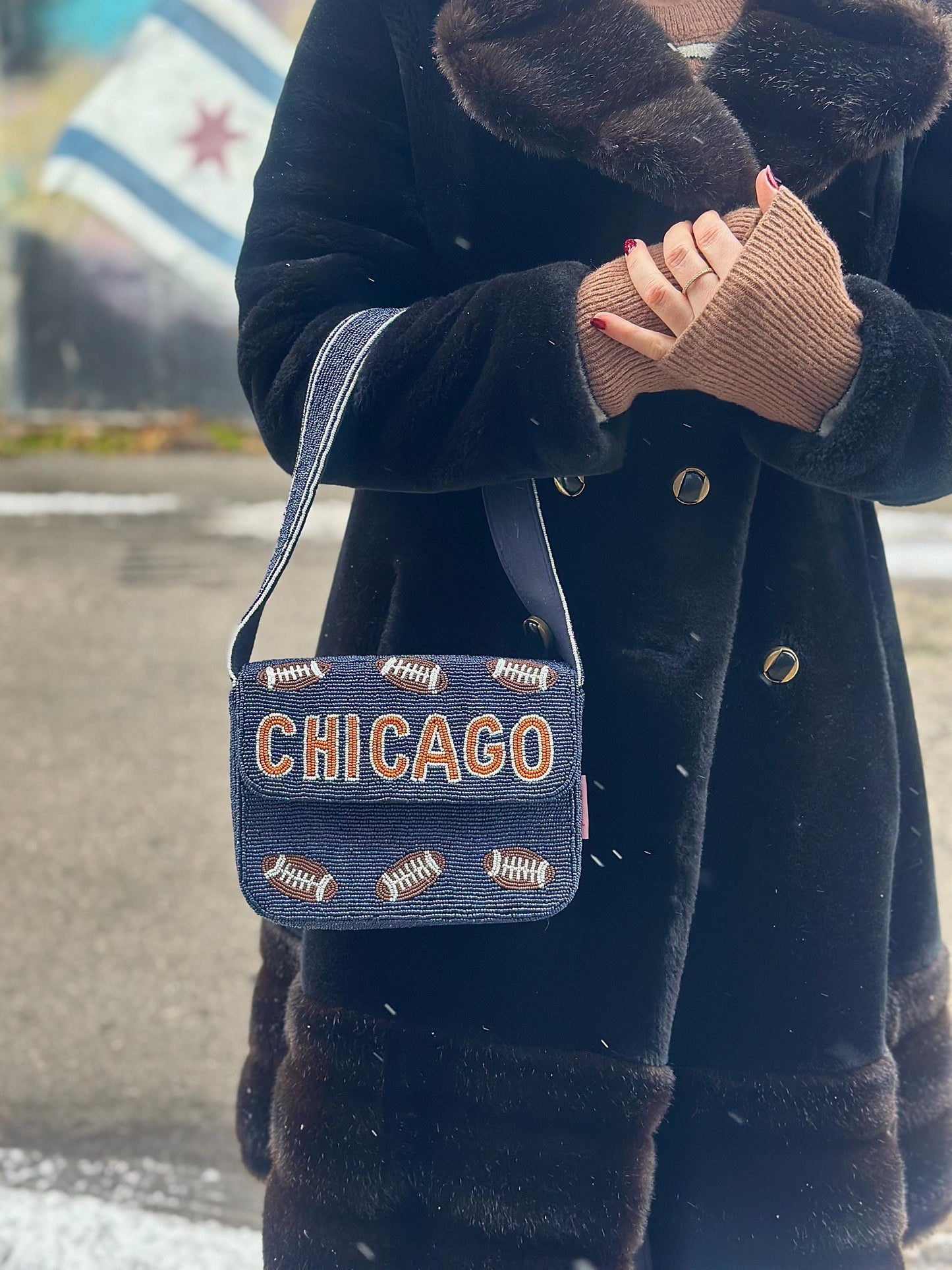 Chicago Football Beaded Shoulder Bag – Game Day Purse