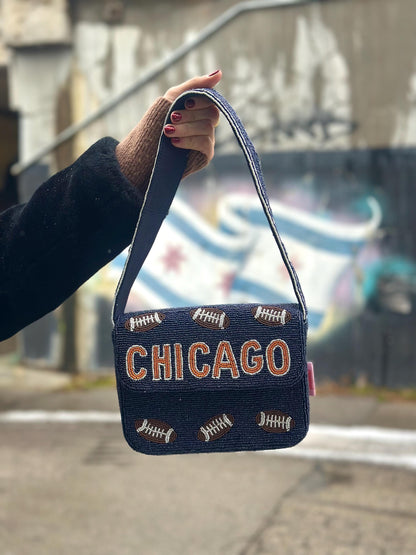 Chicago Football Beaded Shoulder Bag – Game Day Purse