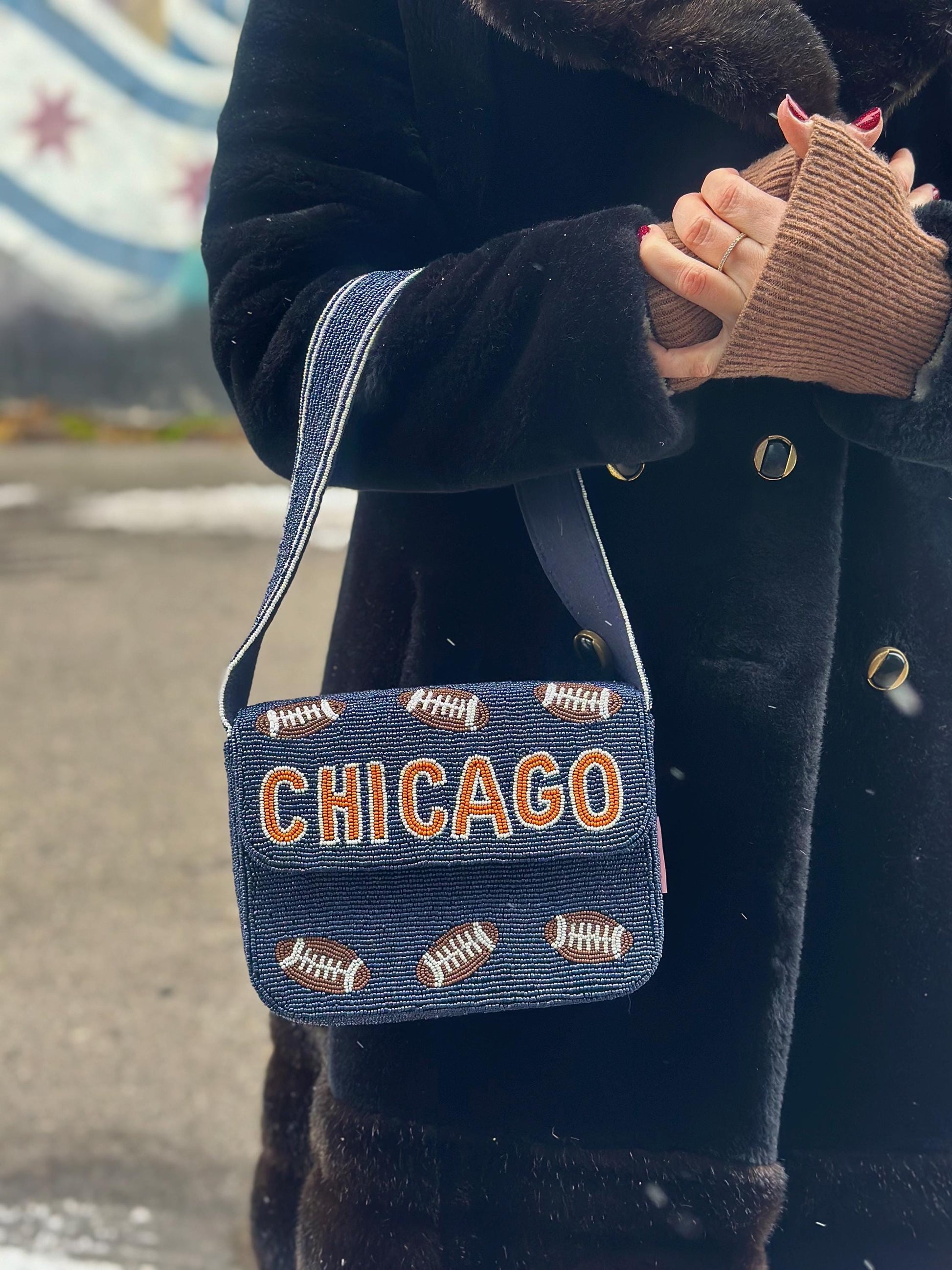 Chicago Football Beaded Shoulder Bag – Game Day Purse