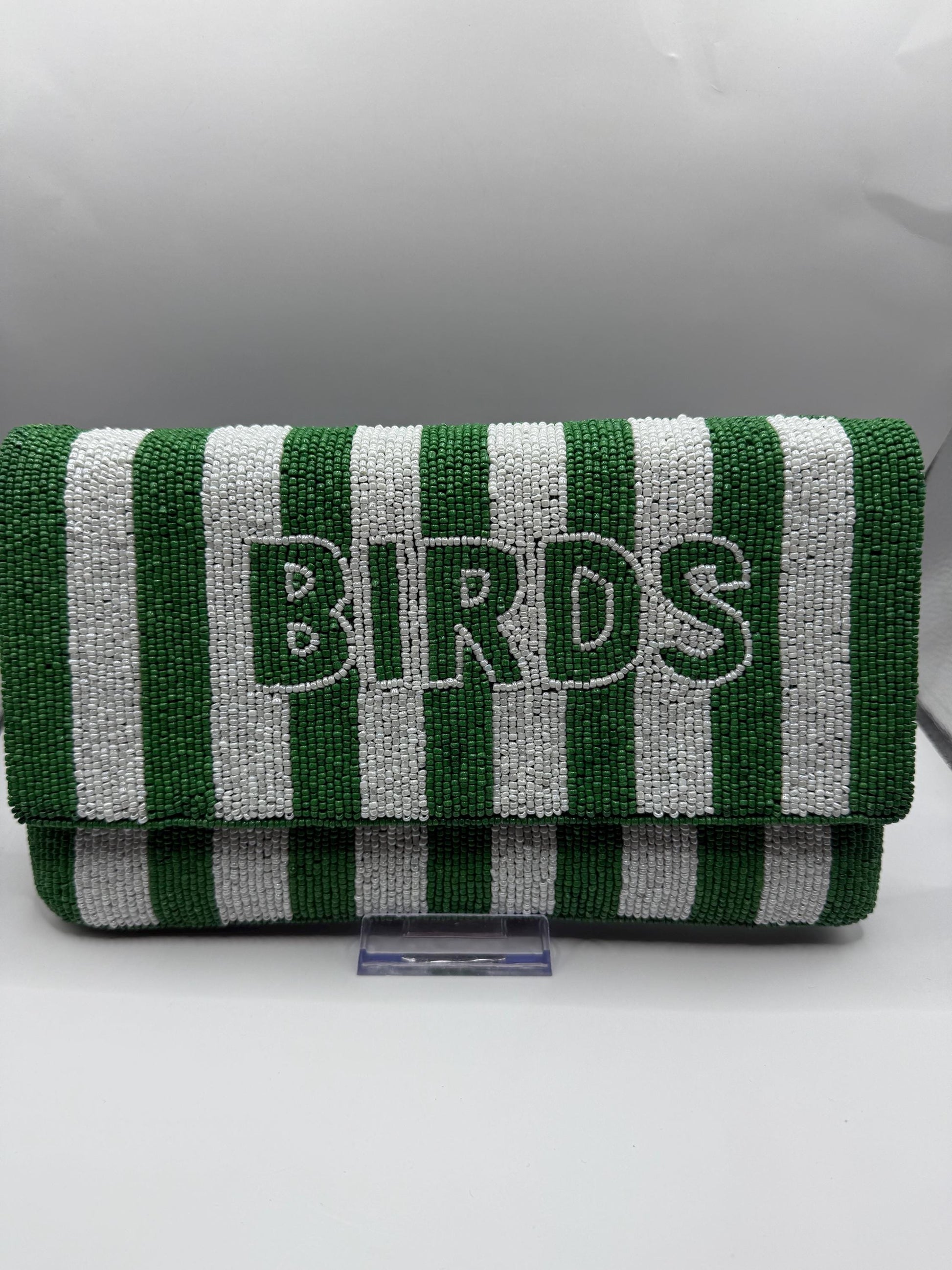 Philadelphia BIRDS Oversized Kelly Green Beaded Clutch | Game Day Fashion | NOT Stadium Approved