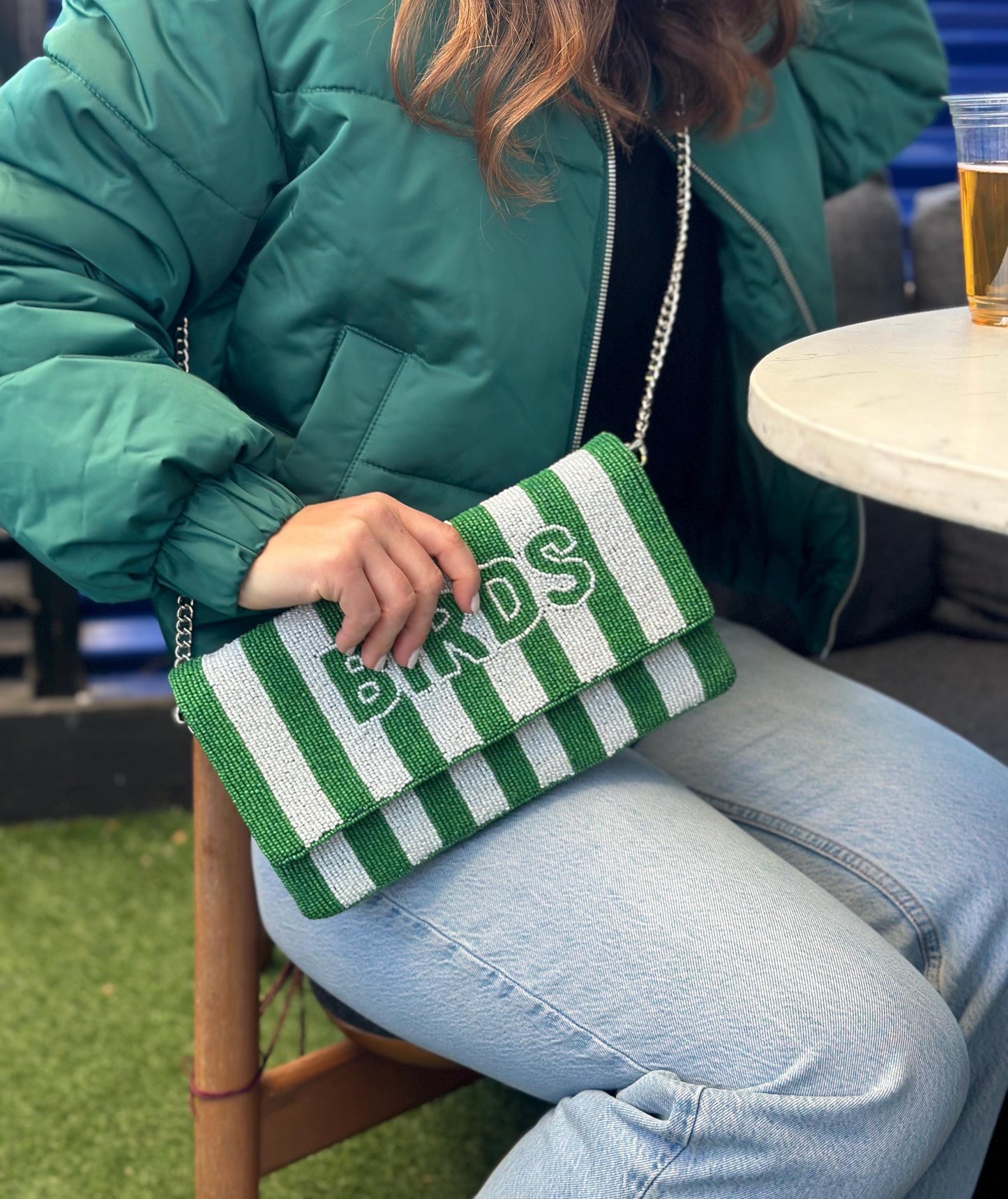 Philadelphia BIRDS Oversized Kelly Green Beaded Clutch | Game Day Fashion | NOT Stadium Approved