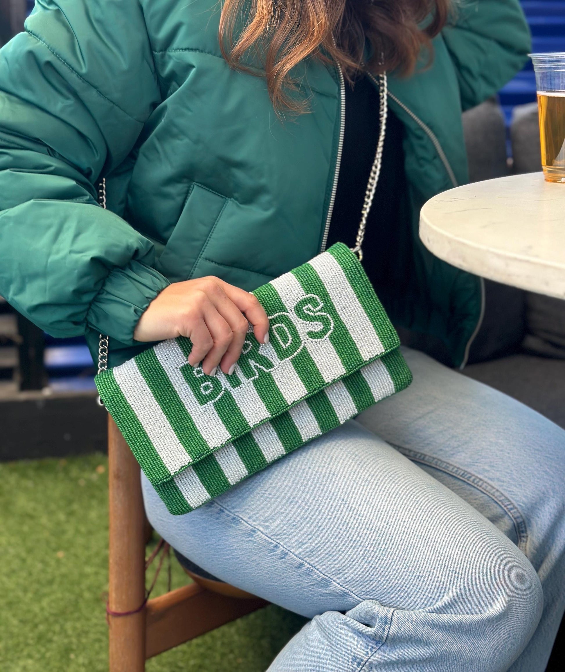Philadelphia BIRDS Oversized Kelly Green Beaded Clutch | Game Day Fashion | NOT Stadium Approved