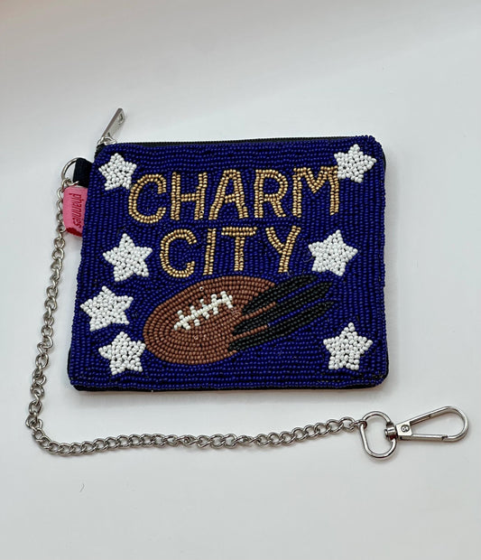 Baltimore Football Beaded Coin Purse | Stadium Approved Game Day Pouch