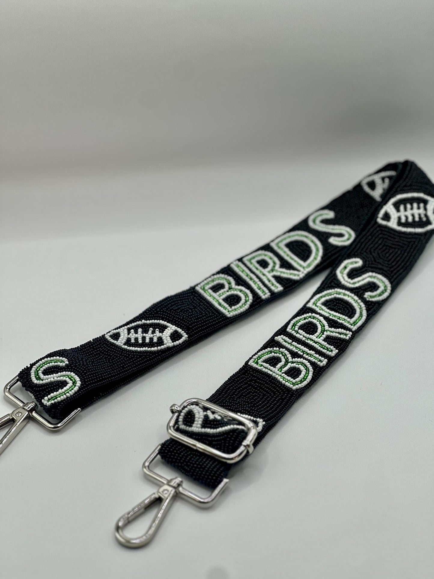 Black, White & Green Eagles Beaded Strap