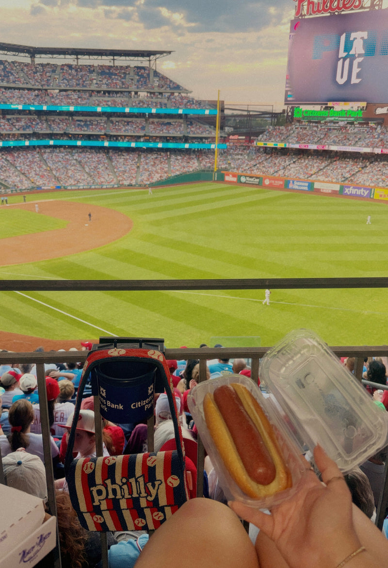 Philly beaded shoulder bag at Citizens Bank Park