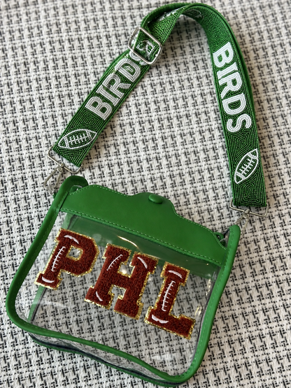 PHL Green Felt Letter Combo - Bag + Strap together