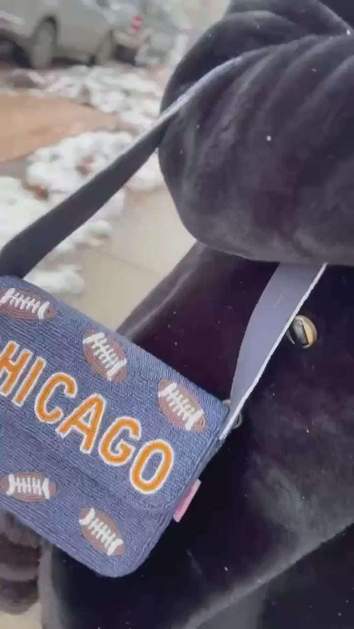 Chicago Football Beaded Coin Purse | Game Day Stadium Pouch