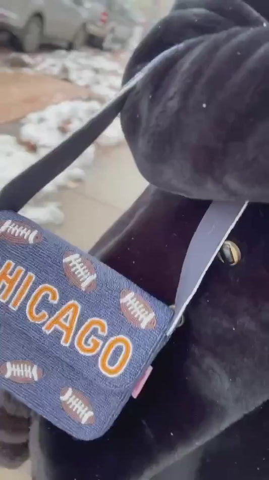 Chicago Football Beaded Coin Purse | Game Day Stadium Pouch