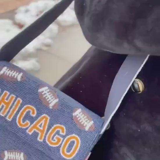 Chicago Football Navy "CHICAGO" Beaded Shoulder Bag – Handmade Shoulder Bag | Game Day Fashion | NOT Stadium Approved