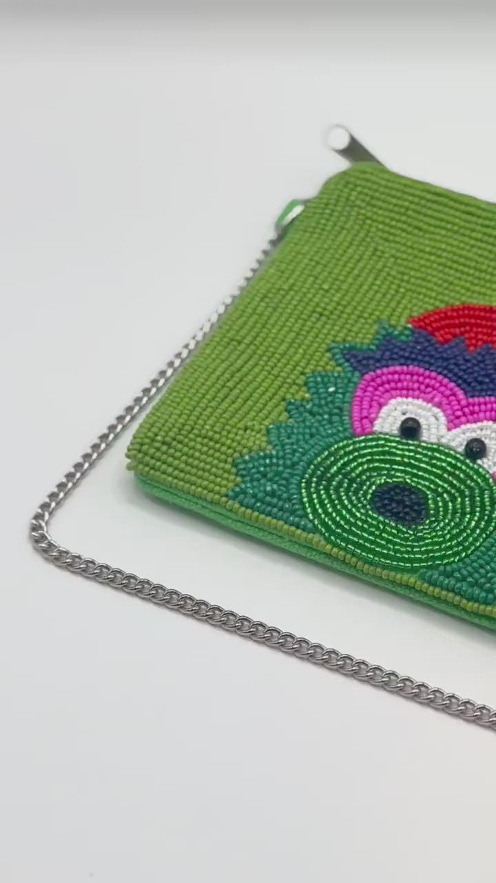 Philadelphia Mascot Beaded Coin Purse: Handmade Game Day Bag